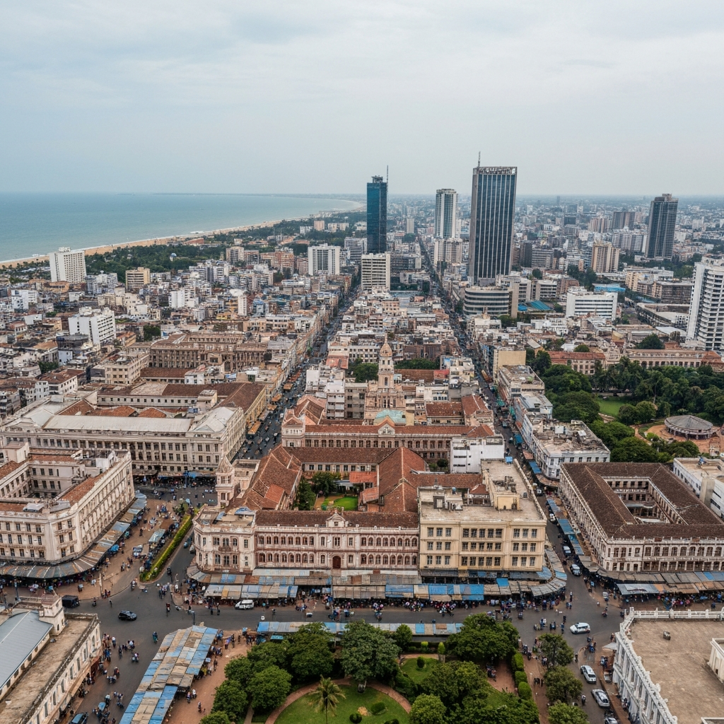 Chennai Marina Beach Aerial