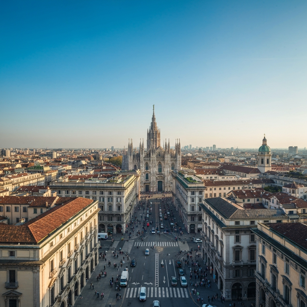 Aerial view of Milan city