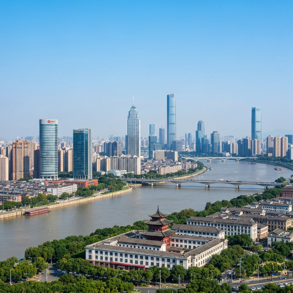 Wuhan City Skyline
