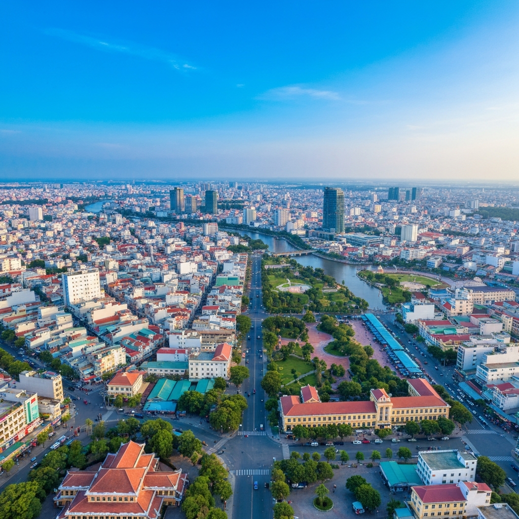 Aerial view of Can Tho and the Mekong Delta