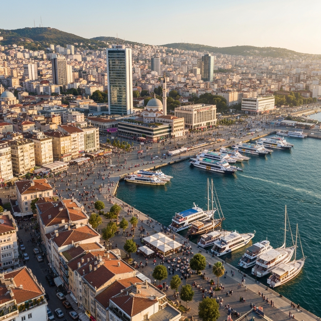 Izmir coastline aerial view