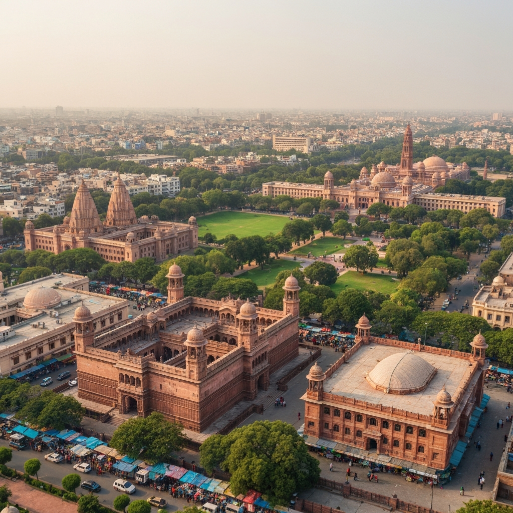Aerial view approaching Delhi