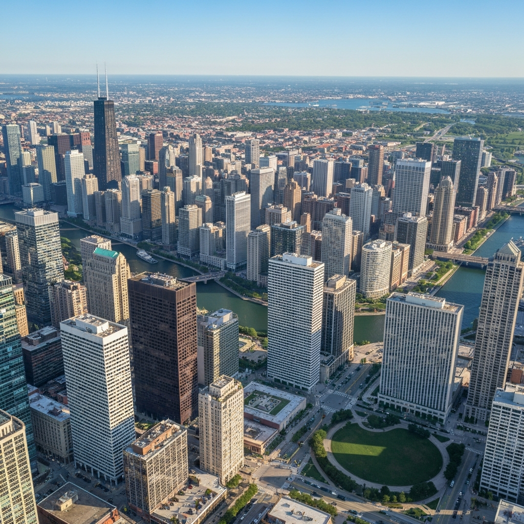 Skyline of Chicago from the Air