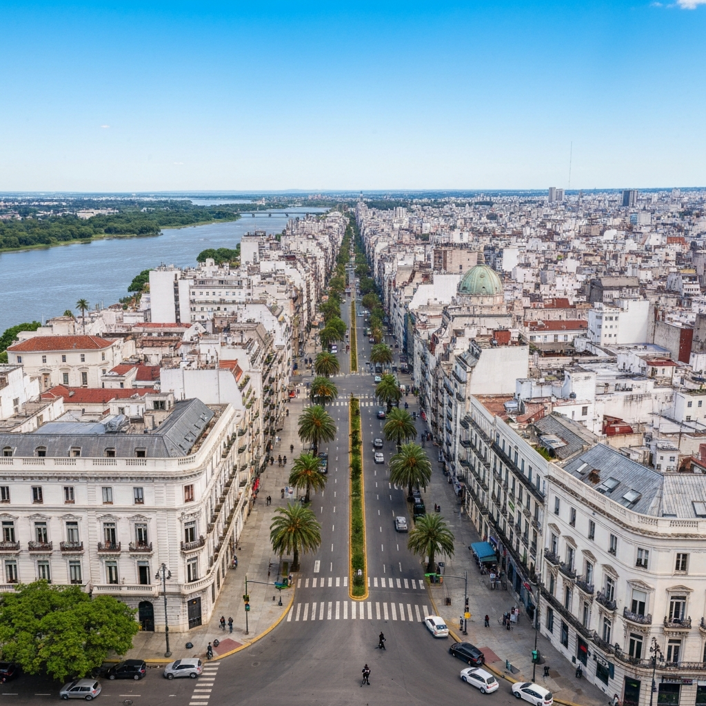 Buenos Aires city skyline aerial