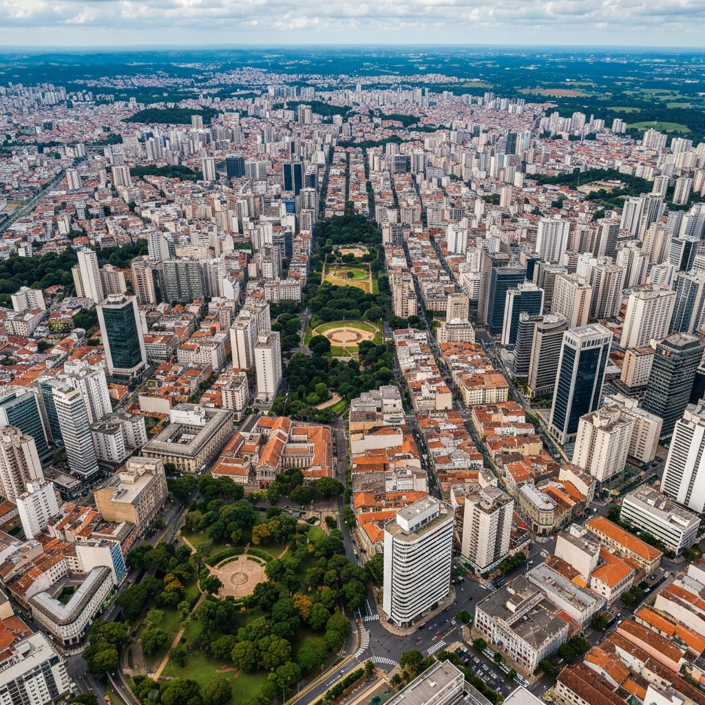 Sao Paulo skyline from private jet