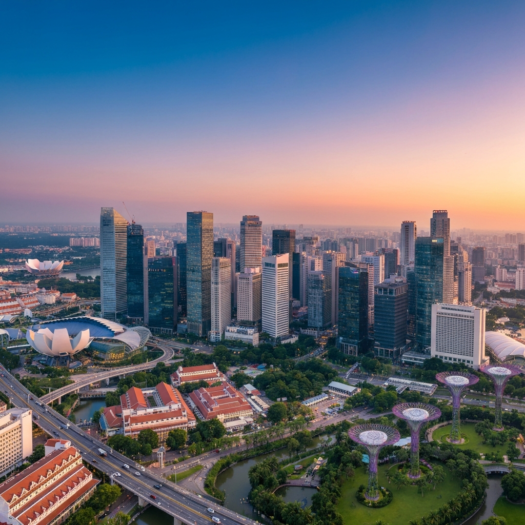 Singapore Skyline from Private Jet