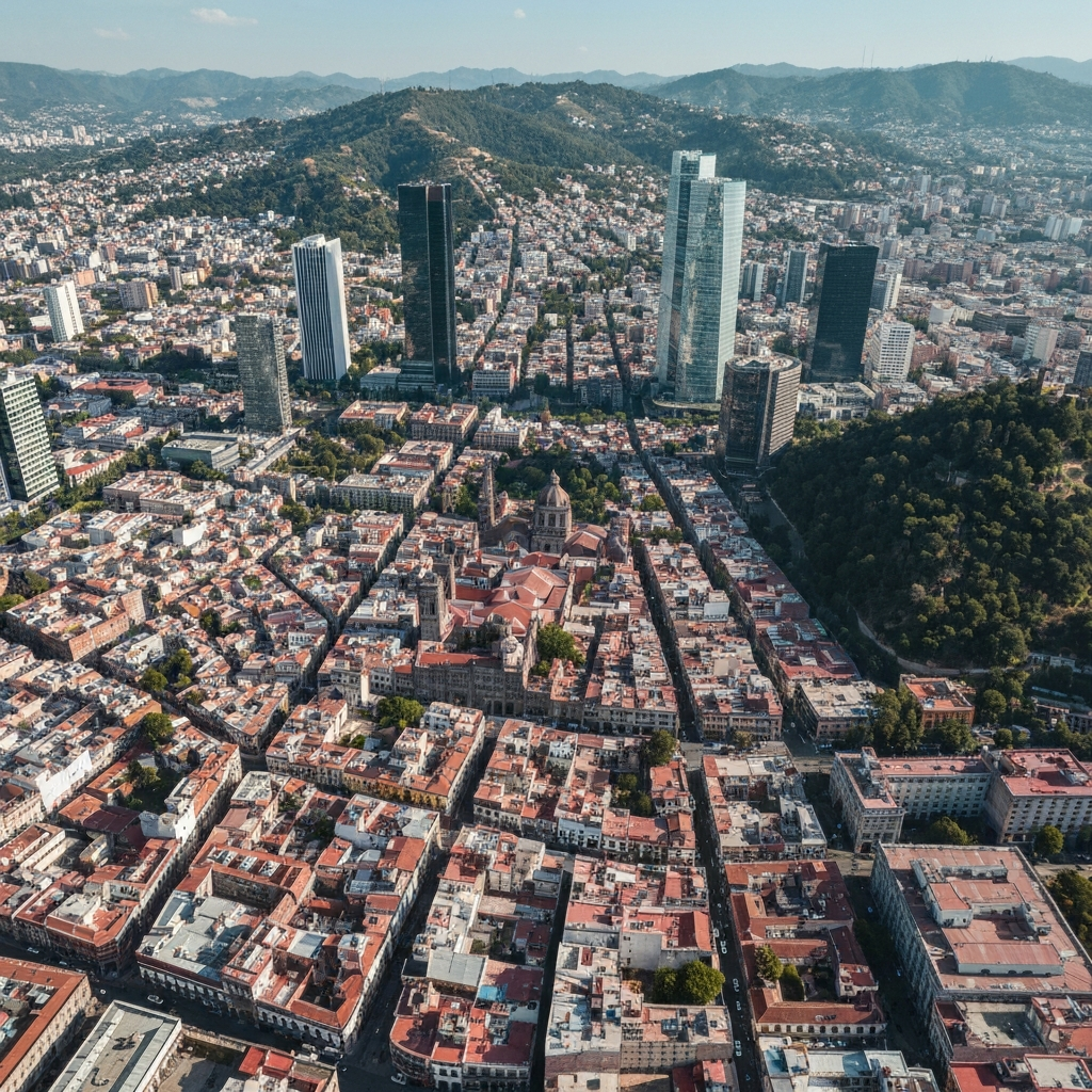 View of Mexico City from Private Jet