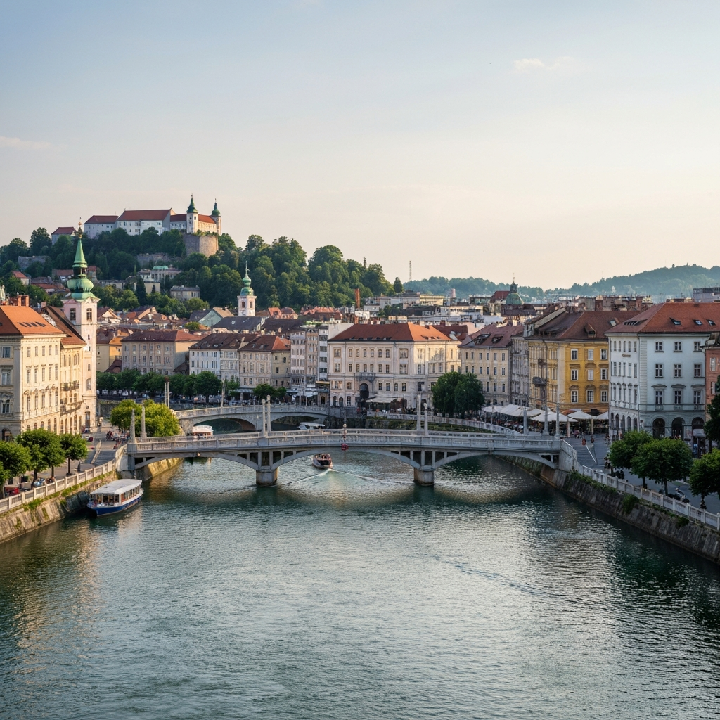 Ljubljana cityscape aerial