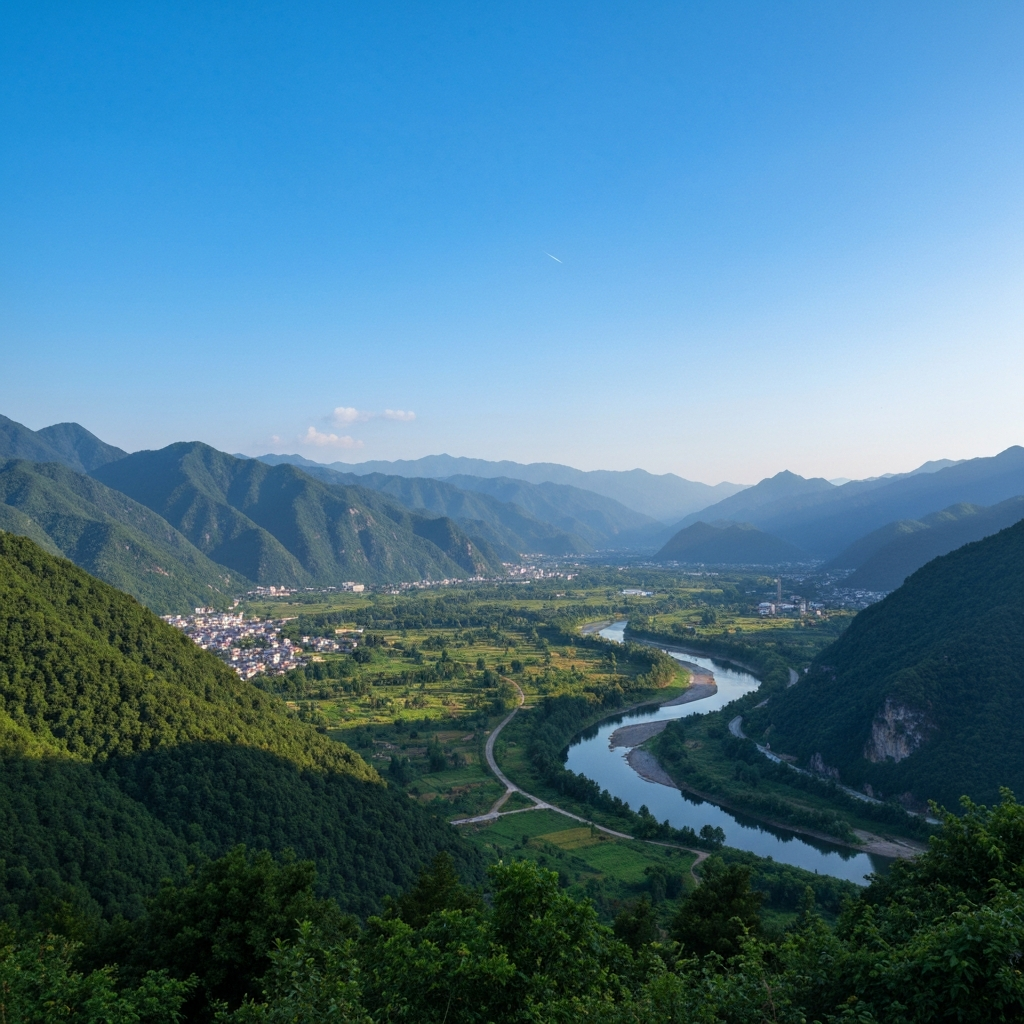 Aerial view of private jet over Sichuan