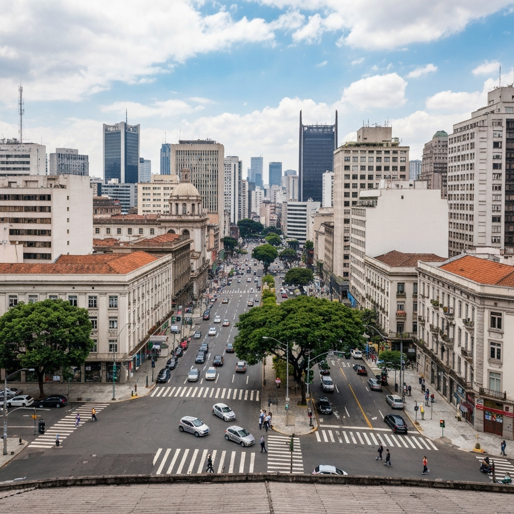 Aerial view of São Paulo skyline