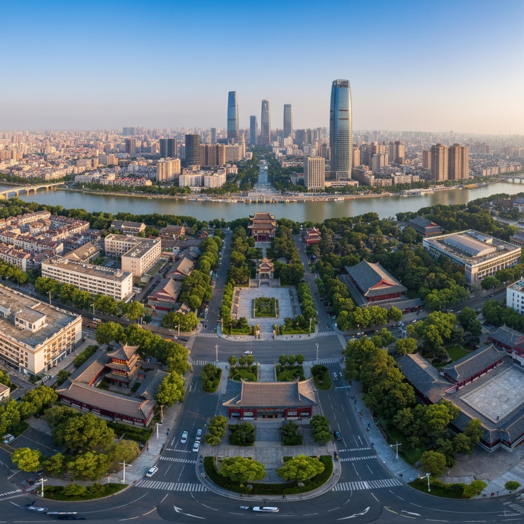 Wenzhou skyline from the air