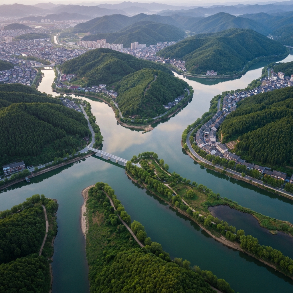 Aerial View Xiaoganzhan Hanchuan