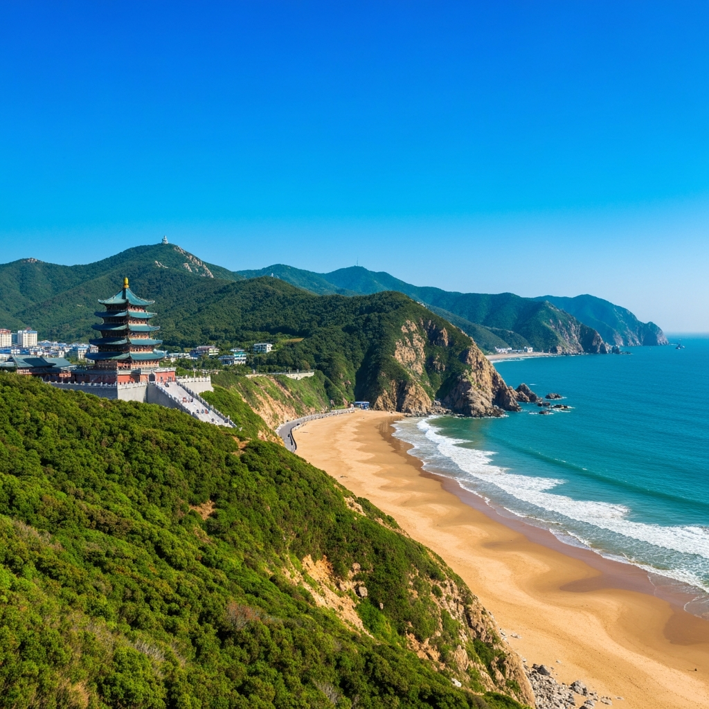 Scenic aerial view of Qinhuangdao coastline