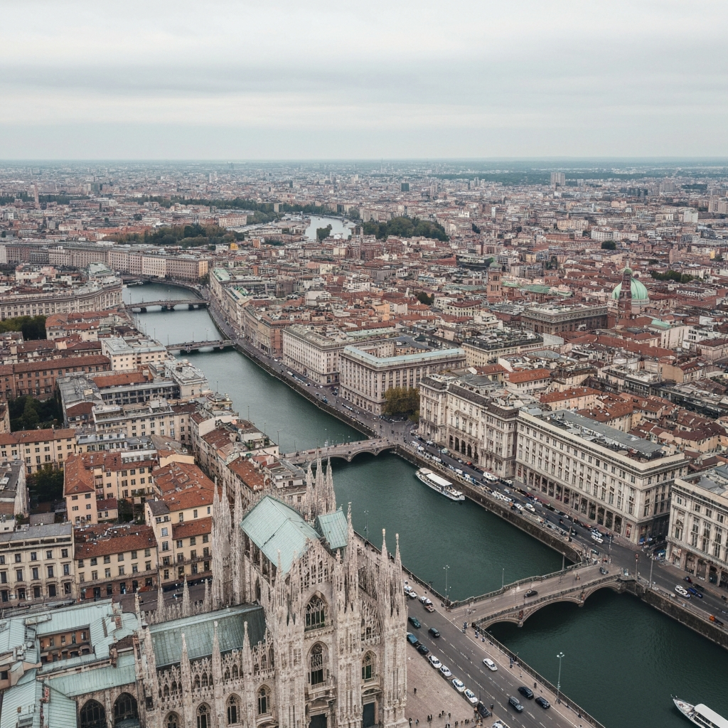 Milan cityscape aerial view