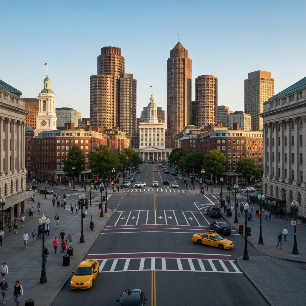 Boston skyline view from jet
