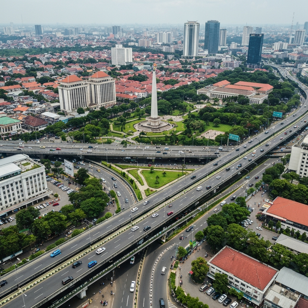 Jakarta skyline from air