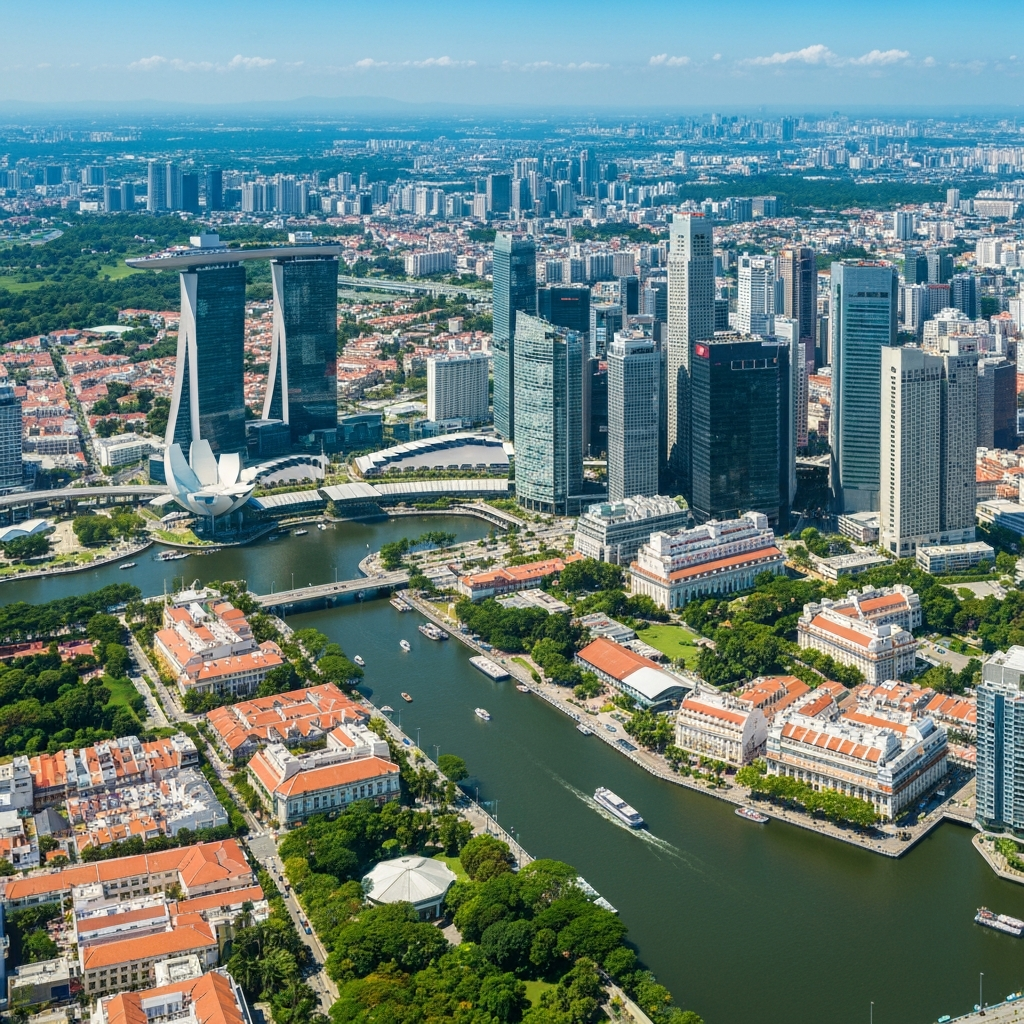 Singapore Marina Bay from the air
