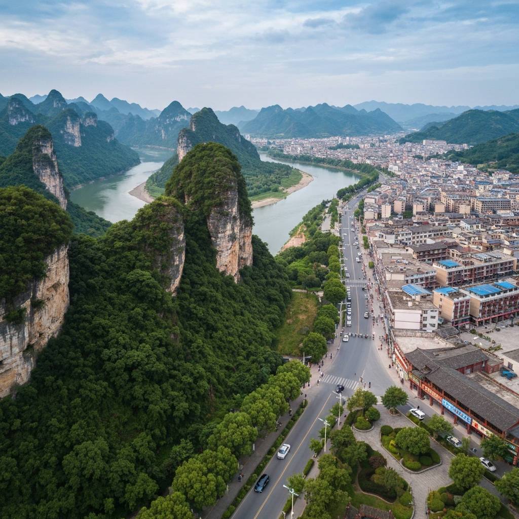 Sanmenxia city aerial view