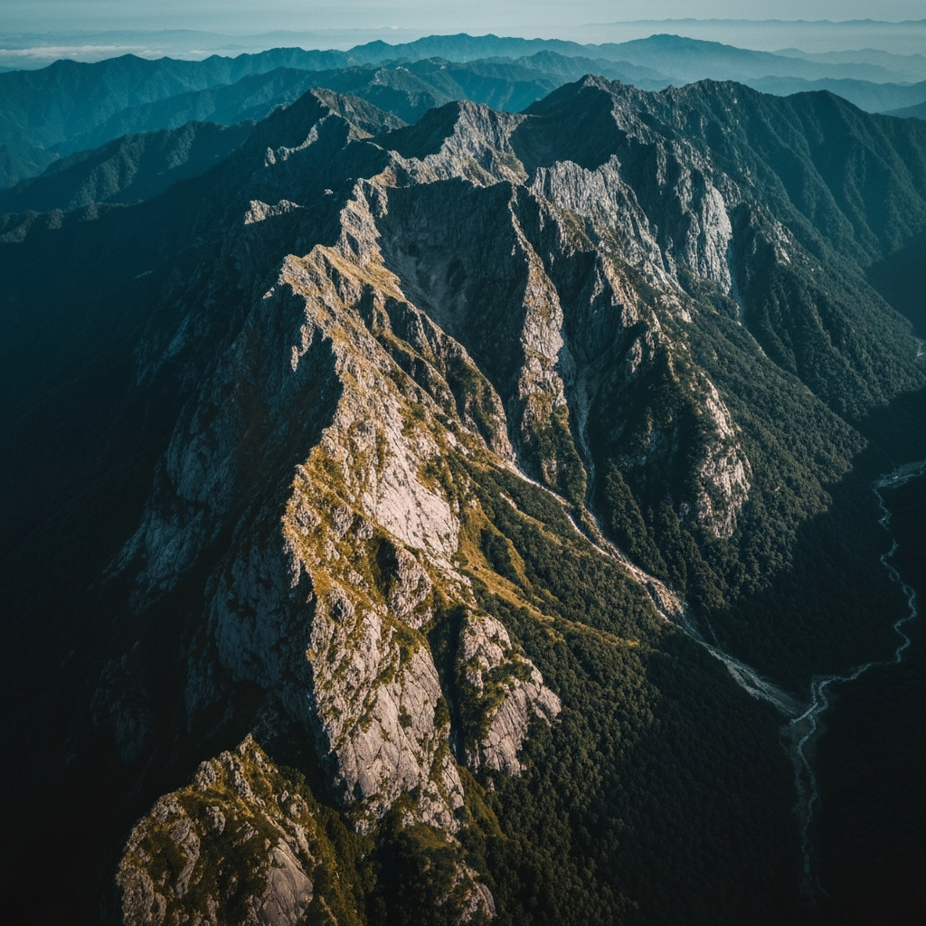 Yushan mountain view from private jet