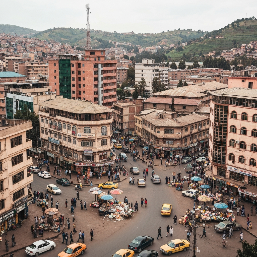 Addis Ababa skyline from above