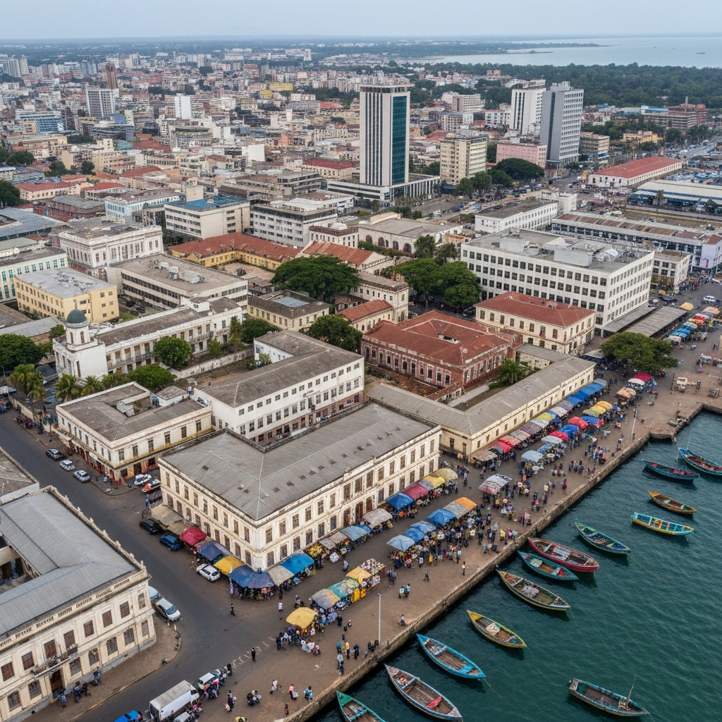 Aerial view of Maputo coast
