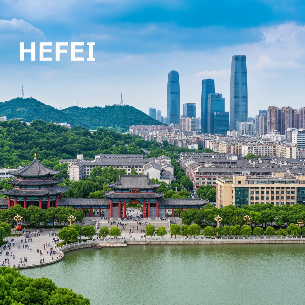 Aerial view of Hefei city skyline