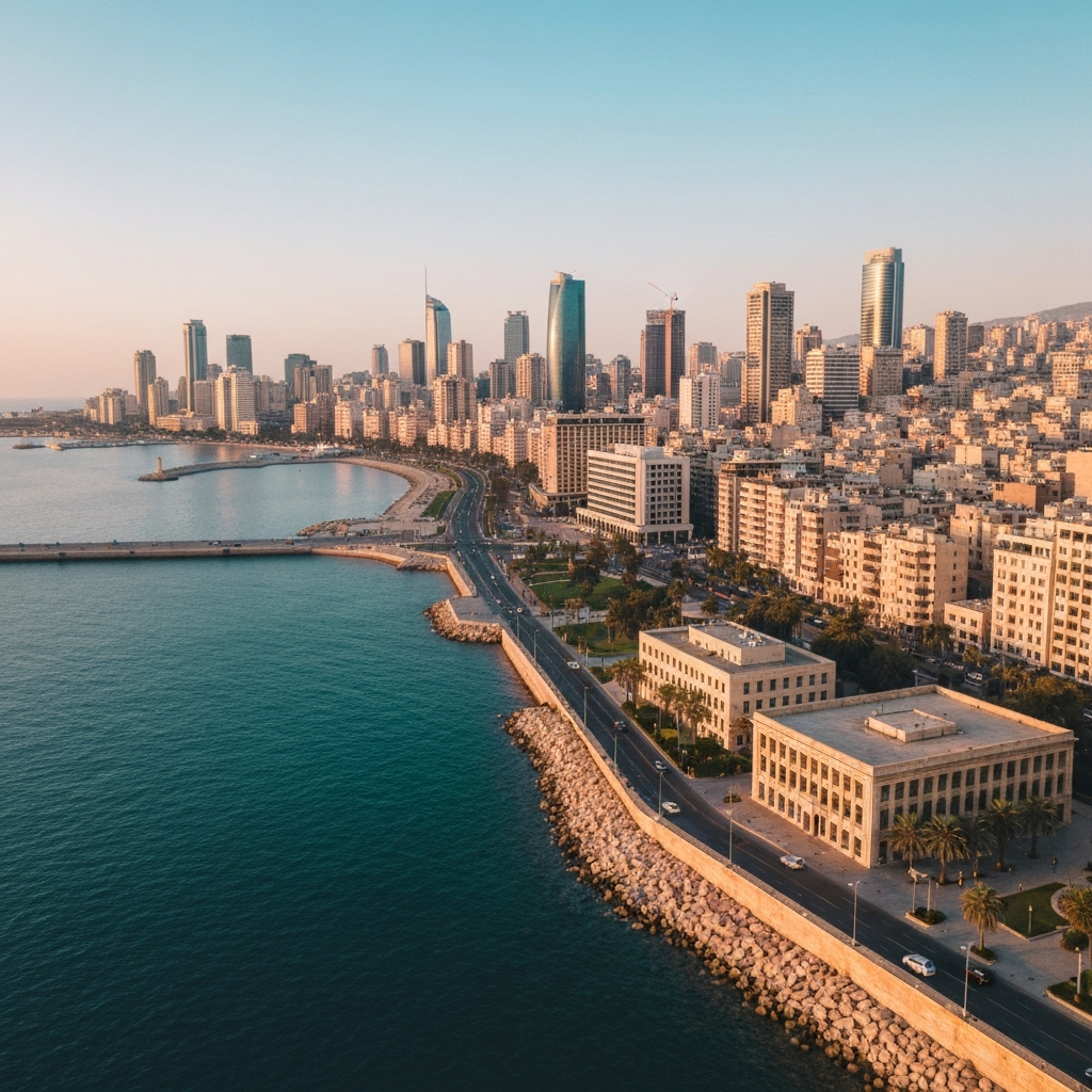 Beirut coastline at sunset