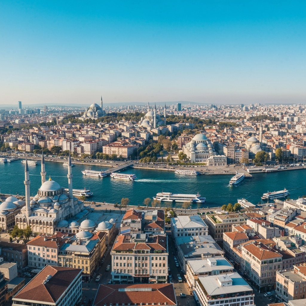Istanbul skyline from a private jet