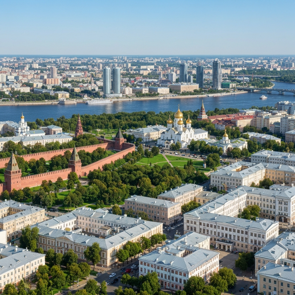 Volga River aerial from private jet