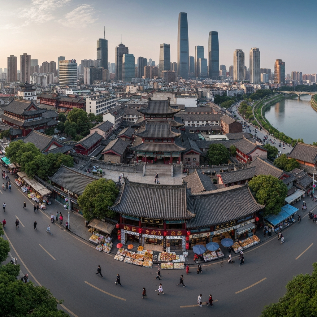 Huainan city aerial view