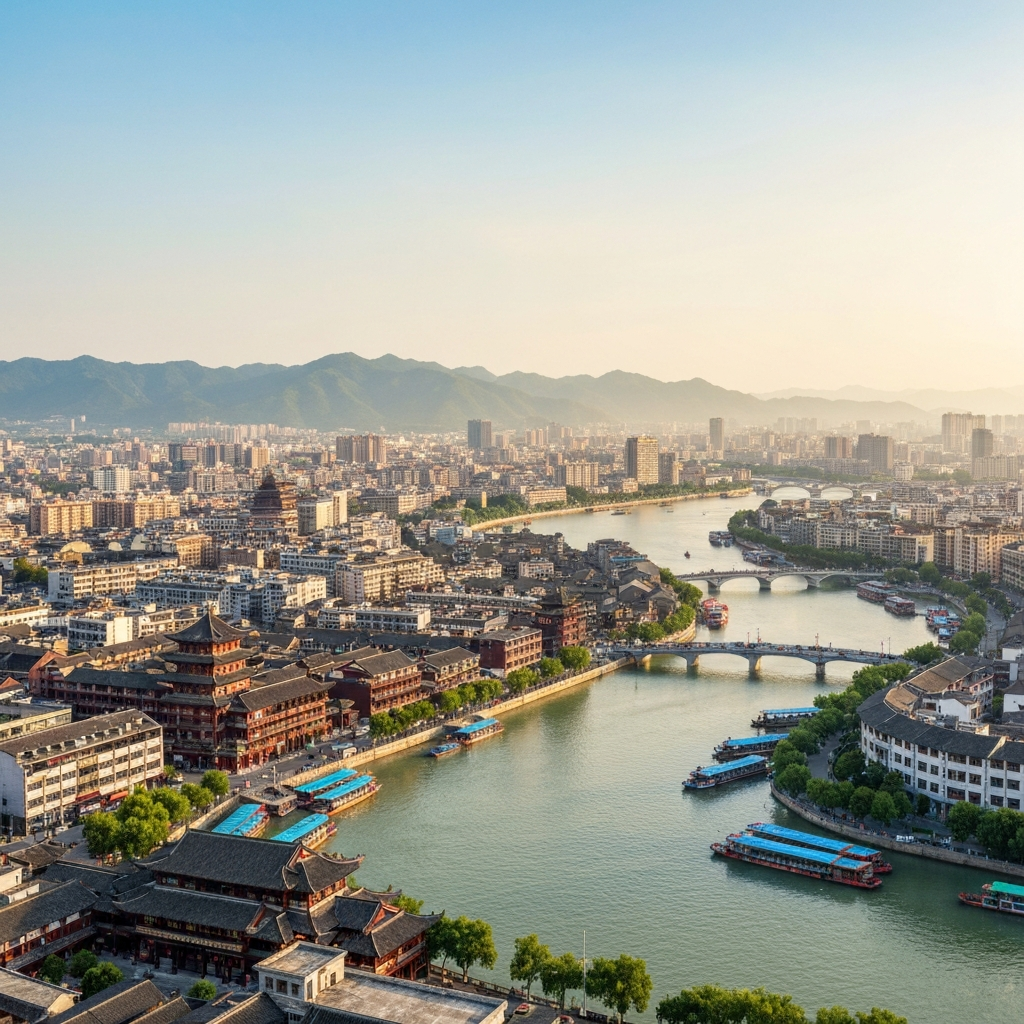 Zhenjiang cityscape from above