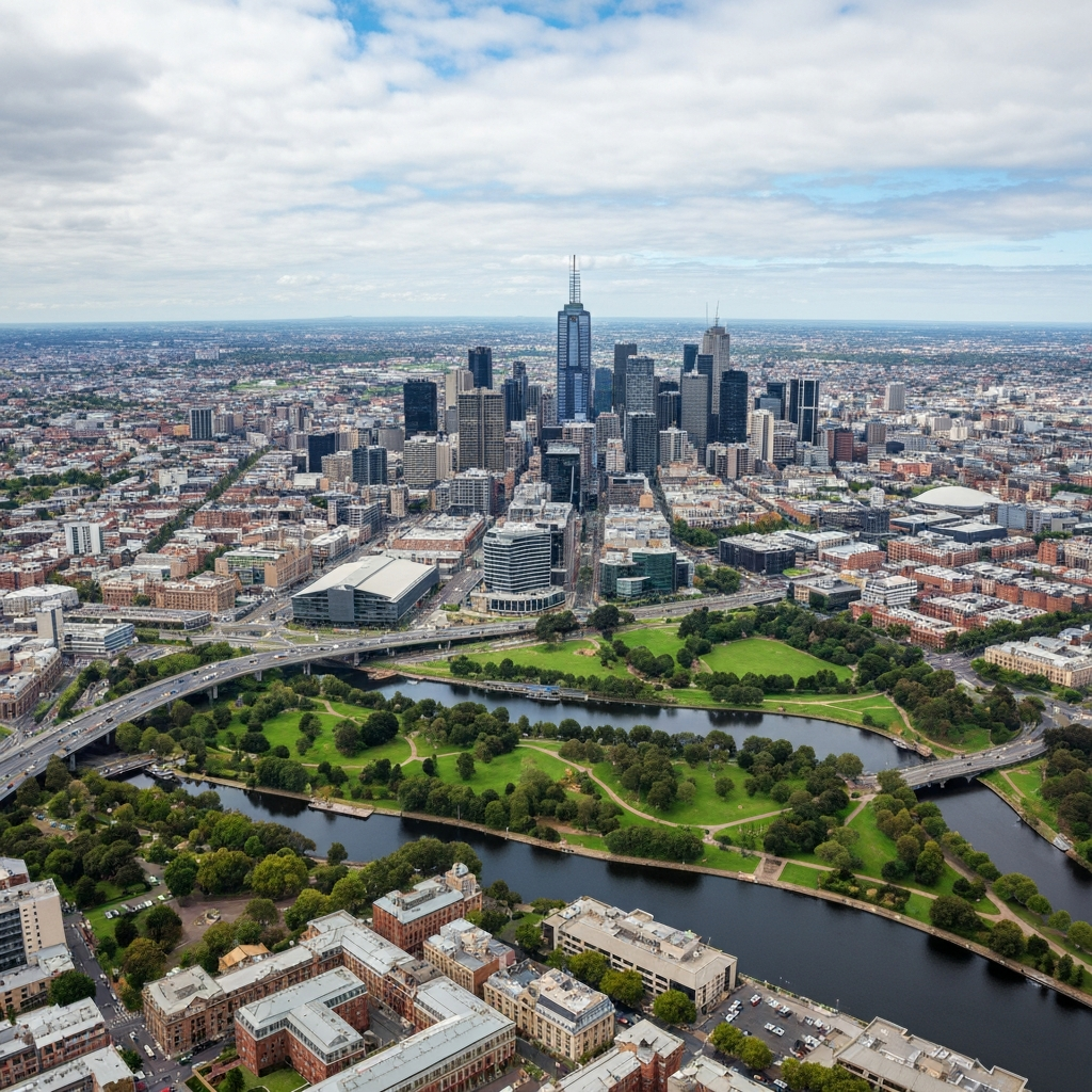 Melbourne city aerial view