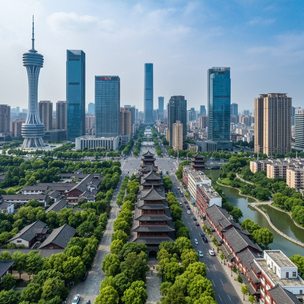 Chengdu skyline from above