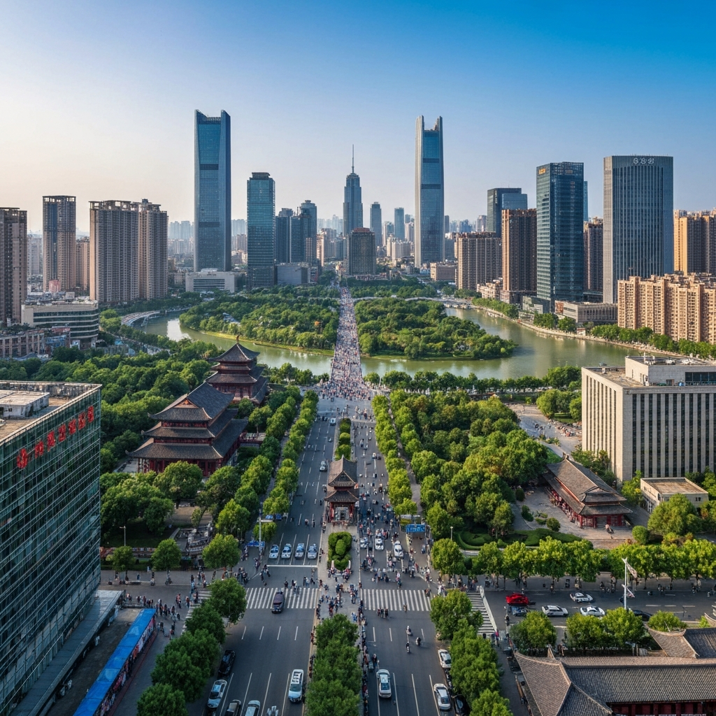 Chengdu cityscape and luxury hotel