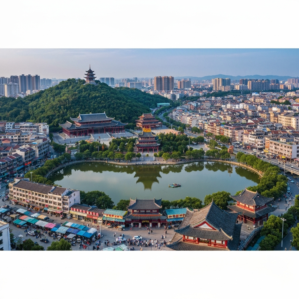 Airborne view over Nanning
