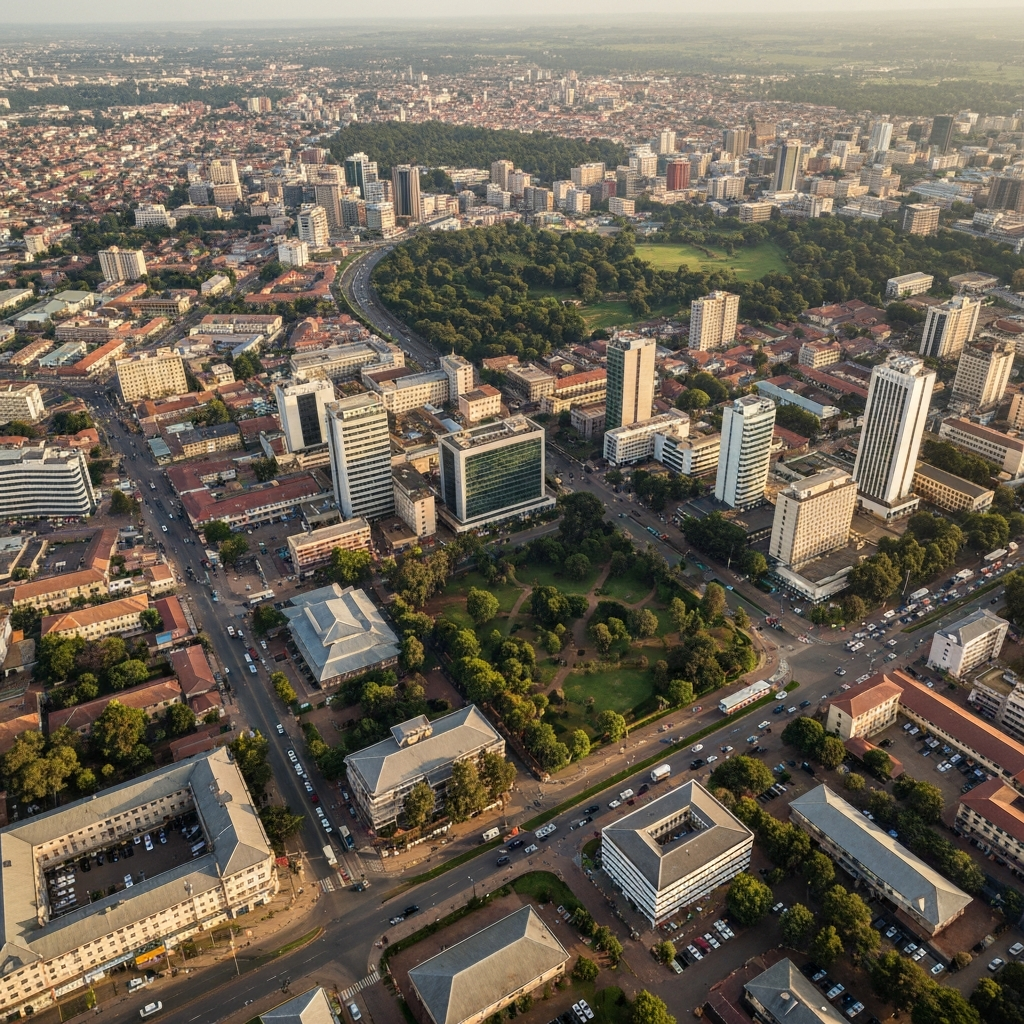 Aerial view of Nairobi city skyline