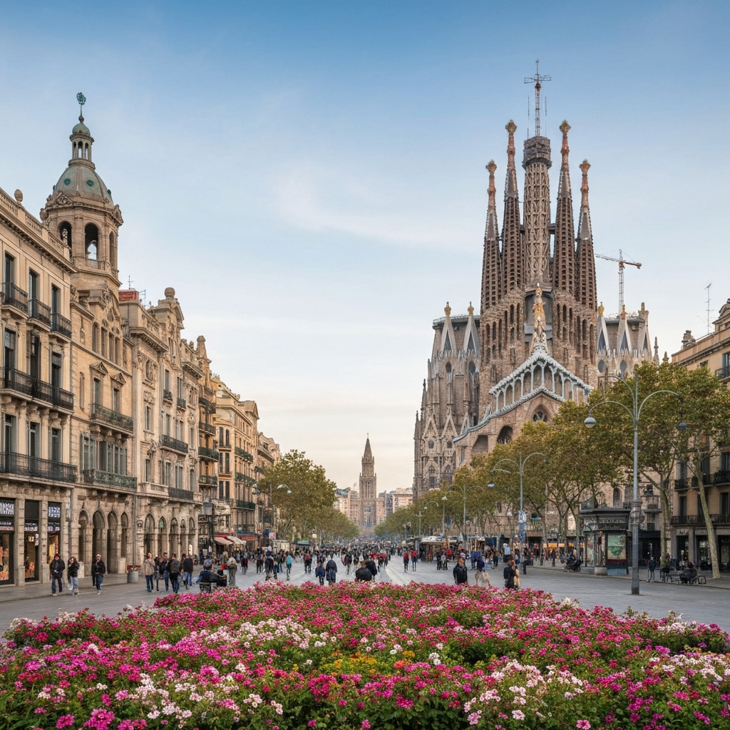 Aerial view Barcelona city
