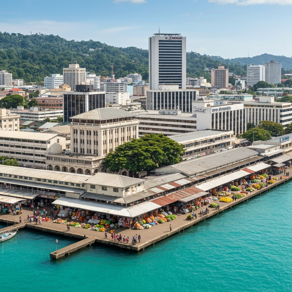 Aerial view departing Port Moresby