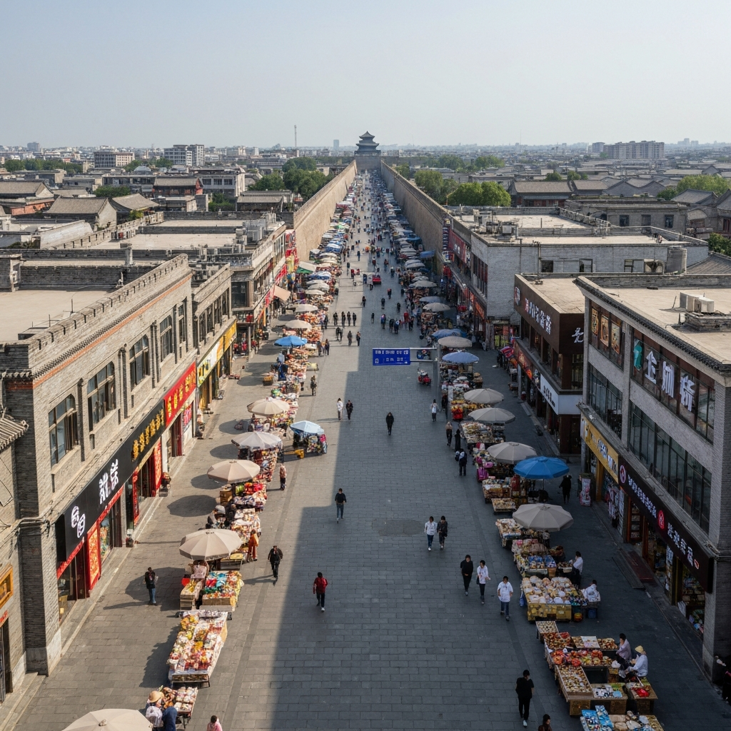 Aerial view of Xi'an city wall
