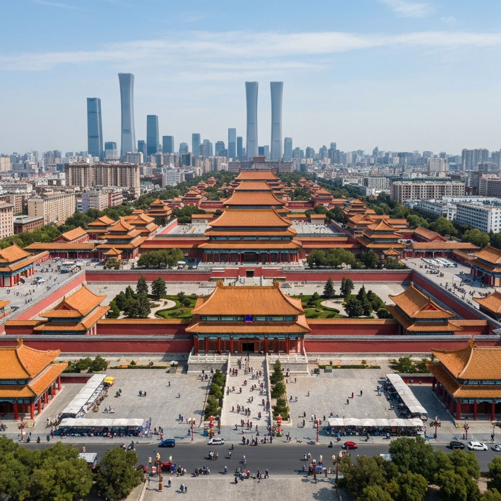 Aerial view of Nanchang skyline at sunset