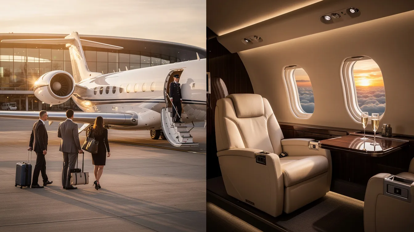 The image showcases a sleek business jet in flight, representing the pinnacle of private jet aviation. With its advanced specifications and top speed, this aircraft is designed to enhance the flying experience for passengers, connecting them to airports around the world with safety and efficiency.
