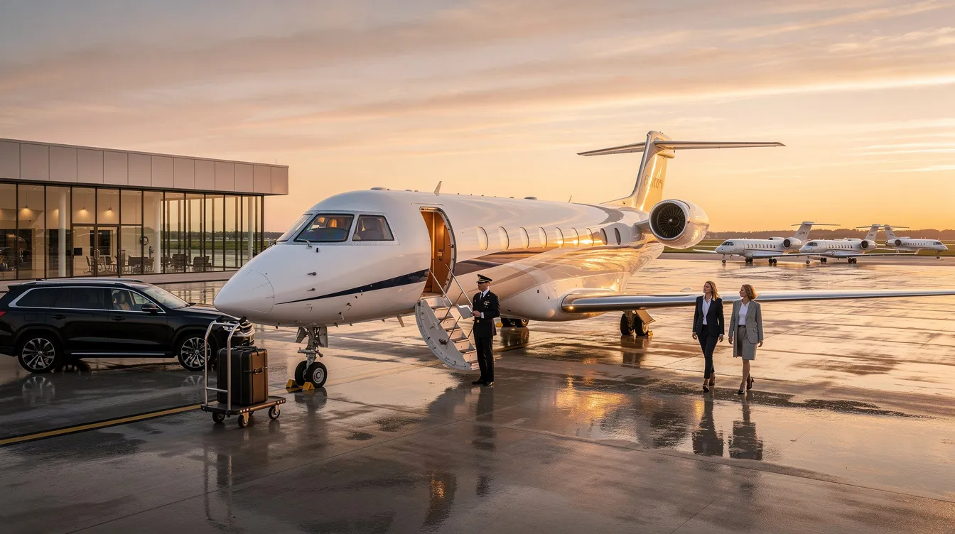 The image depicts a Beechcraft Premier 1A, a light jet known for its powerful engines and spacious cabin, designed to accommodate up to four passengers. This aircraft exemplifies performance and efficiency in the light jet category, featuring advanced avionics and a sleek design suitable for business travel.