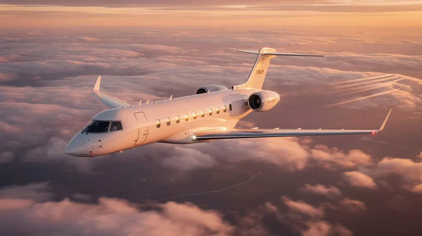 The image showcases a Beechcraft King Air 100, a versatile utility aircraft known for its impressive cruise performance and fuel capacity. The aircraft features a sleek design with five cabin windows and is powered by two Pratt & Whitney engines, making it a popular choice for private jet aviation and charter services.