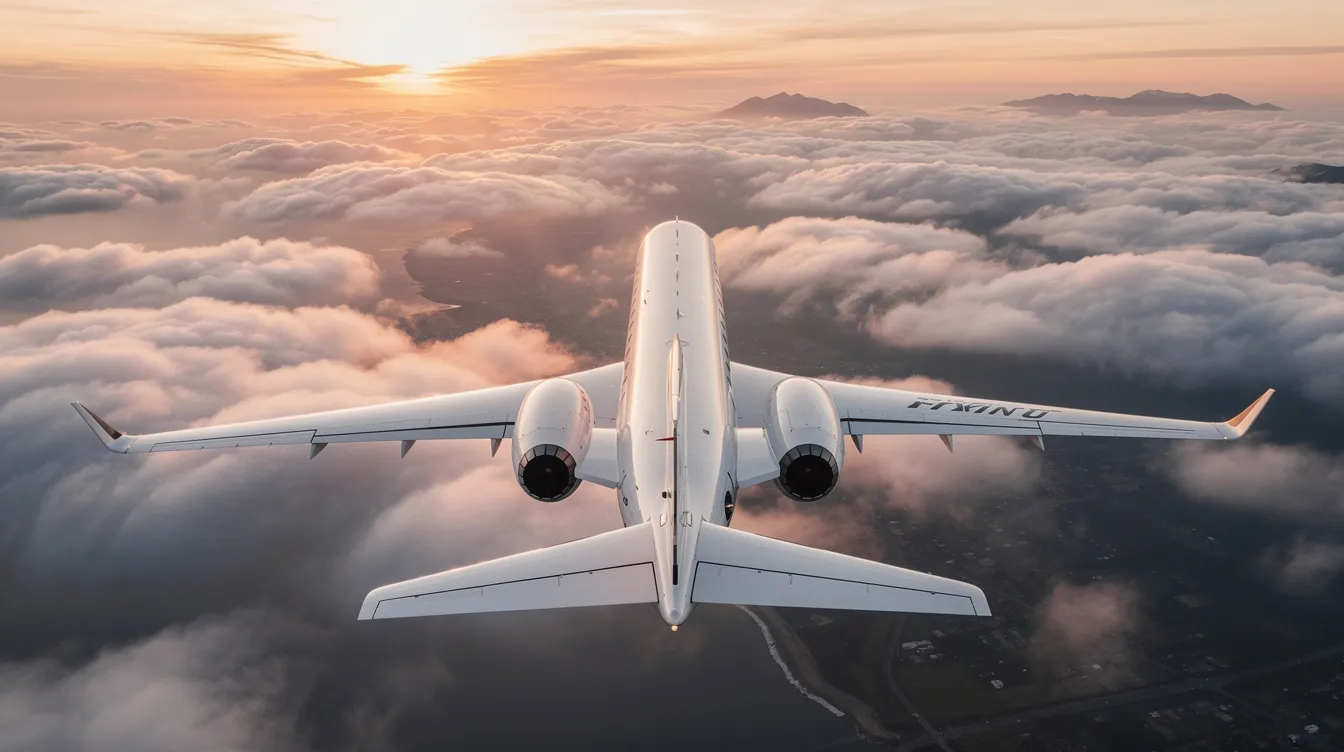 The image showcases a sleek private jet on the runway, highlighting the luxurious design typical of private aviation. It emphasizes the spacious cabin and the convenience of private jet travel, which offers guaranteed access and predictable pricing for those considering private jet charter options.
