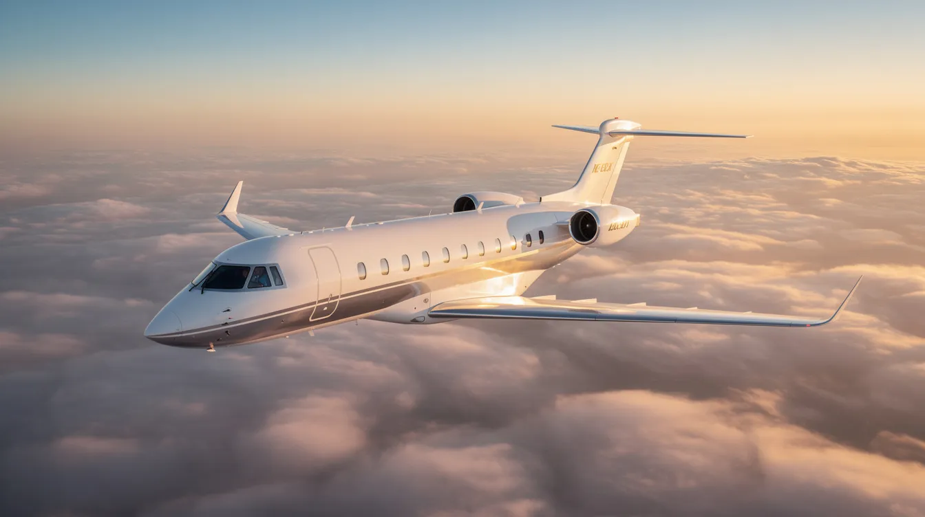 The image depicts a sleek and modern private jet, showcasing its elegant fuselage and spacious cabin designed for comfort and luxury. This very light personal jet, part of the Stratos aircraft lineup, is poised for its first test flight, highlighting its innovative engineering and the latest advancements in aviation.