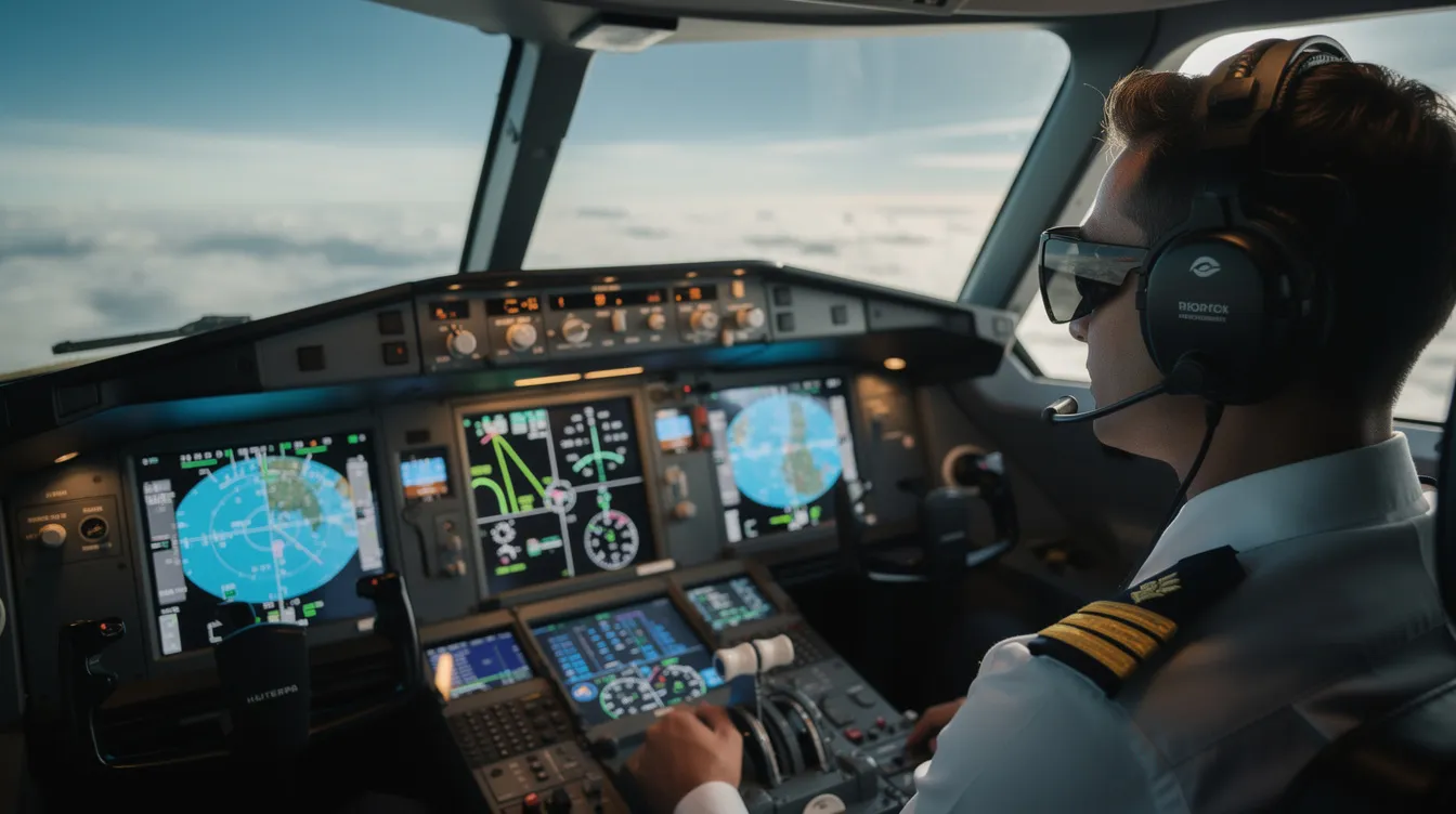 A pilot is seated in a modern glass cockpit, surrounded by digital flight displays showcasing advanced technology. This setup reflects the high performance and efficiency of popular light aircraft, essential for pilot training and enhancing the flying experience.