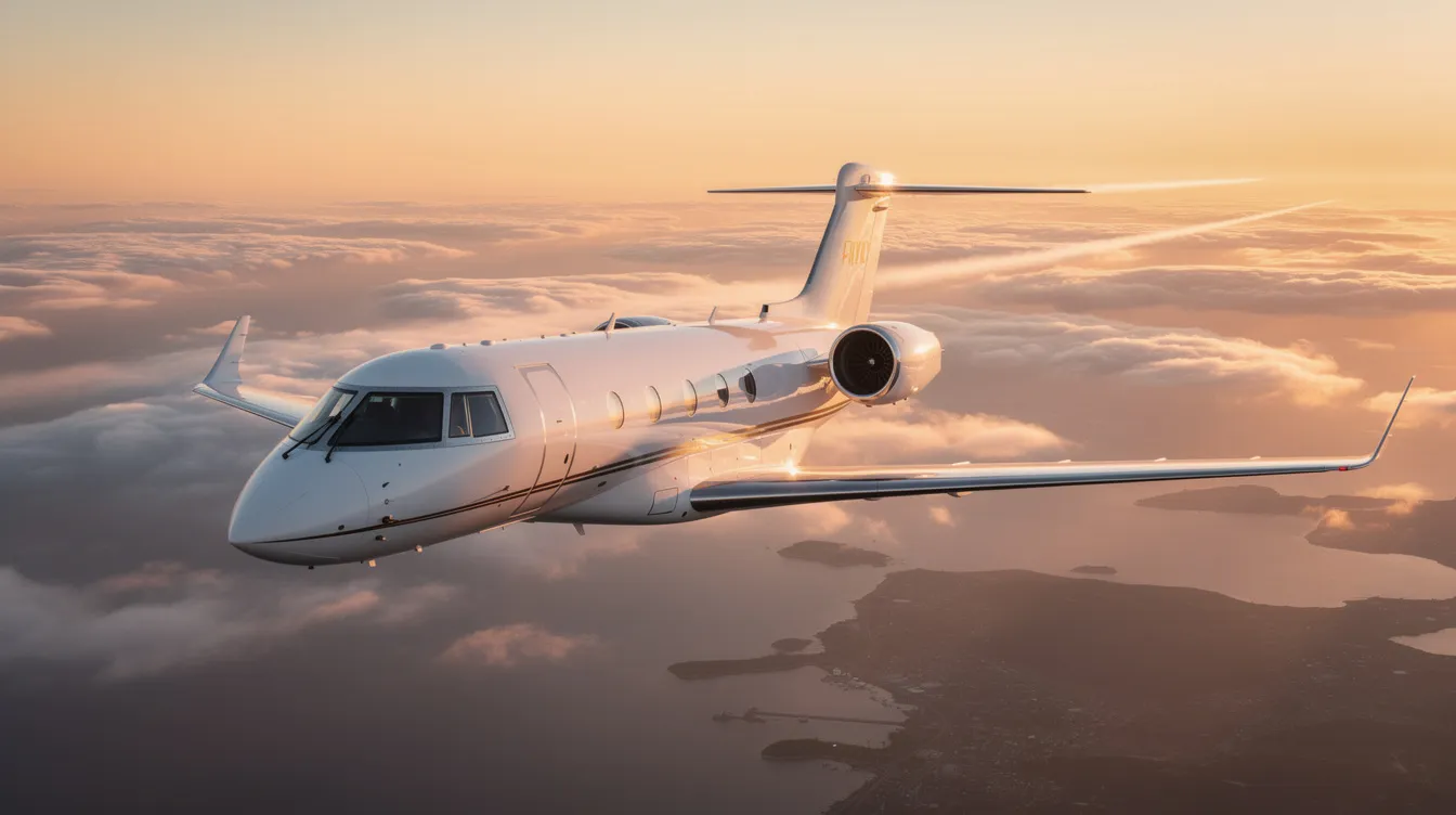 The image features a luxurious private jet with sleek lines and a glossy finish, parked on a tarmac. The scene evokes a sense of glamour and exclusivity, reminiscent of the high-end lifestyle associated with OPI nail polish, including shades that provide flawless application and long-lasting wear.