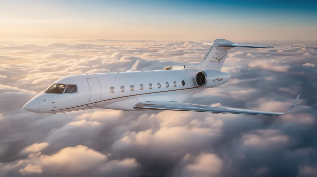 An elegant private jet is parked at an airport, ready for international flights, showcasing the luxury of ValueJet aviation services. The aircraft is equipped for a comfortable journey, with options for customers to manage their flight operations and book their next flight easily through the app.