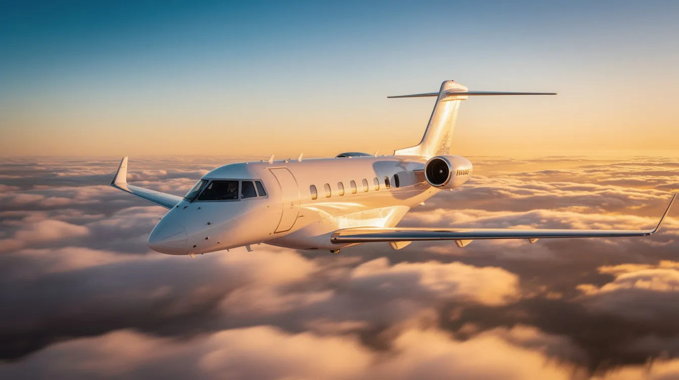 A sleek private jet is parked on the tarmac, showcasing the luxury of private aviation. This image represents a global private aviation company, emphasizing seamless journeys and excellent customer service for travelers seeking non-commercial air travel.