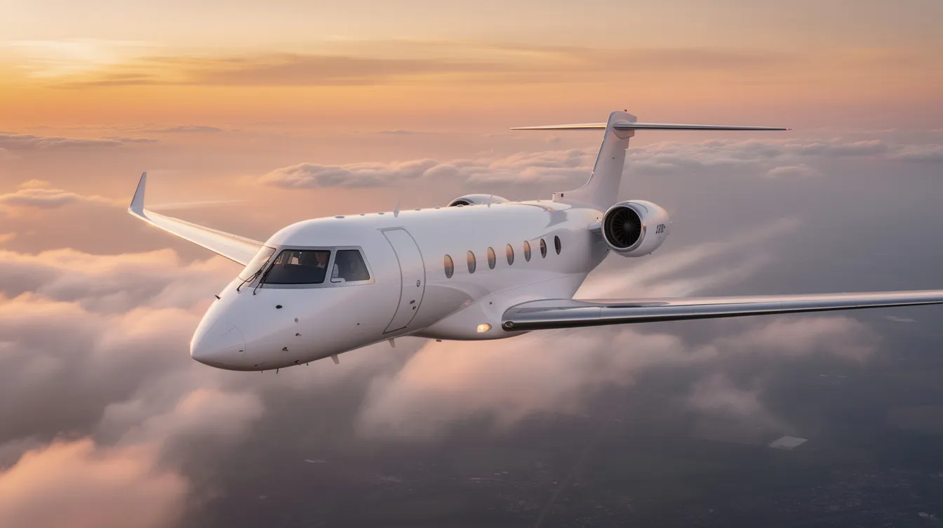 The image showcases a sleek private jet, specifically a Socata TB 9, with a low wing design and fixed tricycle landing gear, highlighting its excellent performance and fuel efficiency. The aircraft features an enlarged baggage door and a composite canopy, making it a practical choice for flight schools and touring, while the cockpit offers great visibility and controls for instrument training.